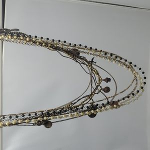 Soft surroundings coin Necklace tan/black 5 strands